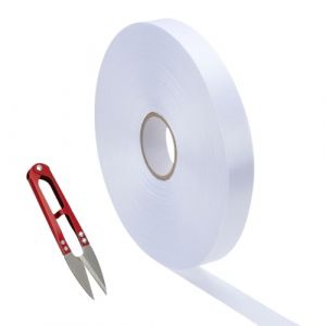 FINGERINSPIRE 200m Étiquettes de Nom de Vêtements Blanches Étiquettes de Tissu à Coudre Vierges 20mm de Large Avec Ciseaux en Acier Inoxydable Étiquettes de Vêtements en Satin Rubans de Nom Lavables (FINGERINSPIRE FR, neuf)