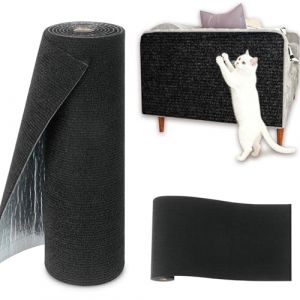 Livelynine Griffoir pour Chat Tapis Auto-Adh&eacute;sif Noir Grattoir Chat Autocollant Protection Canap&eacute; Meuble D&eacute;coupable Griffoir Chaton Mural Maison Fonc&eacute; Tapis Griffoirs Chaton Adhesif Noir 40CMx1.2M (Livelynine Euro, neuf)
