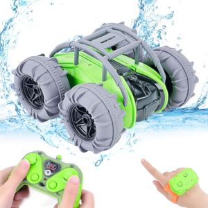 NEXBOX Voiture amphibie télécommandée Cadeaux - Voiture RC pour Enfants 4WD Double Sided Stunt Car avec lumières LED, 2.4GHz étanche Véhicule de Piscine Jouet pour Enfants Filles (NEXBOX, neuf)