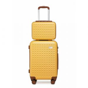 Kono Set de 2 Valise Rigide Cabine Luggage Set,57cm Hardshell Suitcase avec 360° Spinner Wheels et TSA Lock,Lightweight Vanity Case for Business Travel,Weekend Getaway（Jaune） (LJHome, neuf)