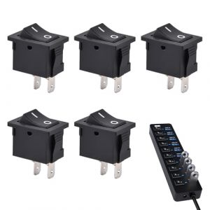 5 Pièces Interrupteur à Bascule SPST ON-OFF, Mini Interrupteur Bascule KCD1 Rectangulaire 2 Positions 2 Bornes 6A 250V AC 10A 125V AC Noir, pour Appareils Électriques, Équipement Industriel,Noir (lushanxianyafengshangmaoyouxiangongsi, neuf)