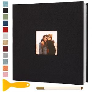 Album Photo Adhesif Vierge 33x32 CM Classeur Photo Livre Photo Personnalisable Scrapbook de Classe Mariage Livre D'or Enfant Bebe Carte Postale DIY, 60 Pages Noir (Semfalbuums, neuf)