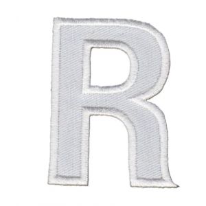 Patch Ecusson Thermocollant Lettre Blanche 4 x 5 cm Lettre R (Filou Face, neuf)