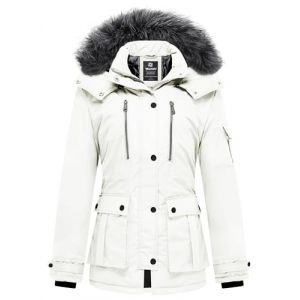 Wantdo Femme Manteau Hiver Chaud Veste Epaisse Manteau &agrave; Capuche en Fausse Fourrure Blouson Hiver Chaud Parka Hiver Chaude Multi-Poche Lait Blanc S (C'est&nbsp;la&nbsp;vie, neuf)