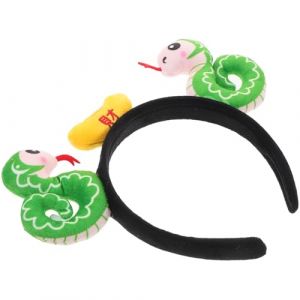 TOGEVAL Serpent En Peluche De Dessin Animé Bandeau Bandeau De Cosplay Serpent Accessoire De Cheveux Du Festival Du Printemps Bandes à Cheveux Vert Peluche (BOBOLING, neuf)