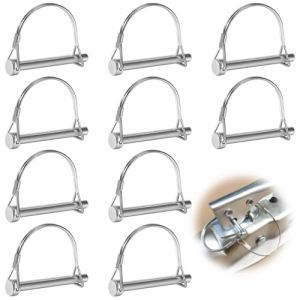 Lot de 10 Goupille de Verrouillage, M6 x 45 mm Goupilles Clips Agricoles avec Anneau,Goupille Agricole Forme D,Goupille Remorque,Goupille Tracteur,Goupille Clip Agricole pour Remorques Jardin Pelouse (RENhailong, neuf)