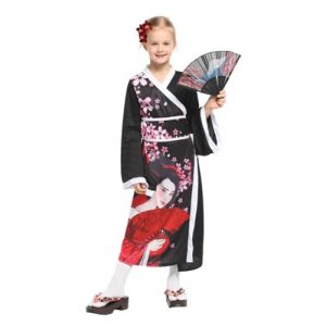 TCNGKIJIUK Kimono Japonais pour Filles Robe Yukata Japonaise Imprim&eacute; Enfants Peignoir Kimono Traditionnel Costume de F&ecirc;te pour Halloween Cosplay Mariage Performance - Noir (HKSICHENGKEJIUK, neuf)