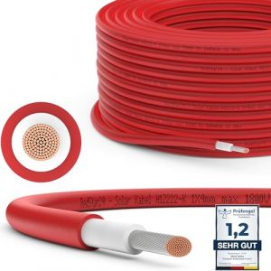 RedStar24 Câble Solaire Premium 4mm² Rouge 100m - Résistant aux UV, Flexible, Câble Photovoltaïque, Câble PV, Câble de Connexion Solaire pour Panneaux Solaires, Onduleurs & Régulateurs de Charge (RedStar24, neuf)