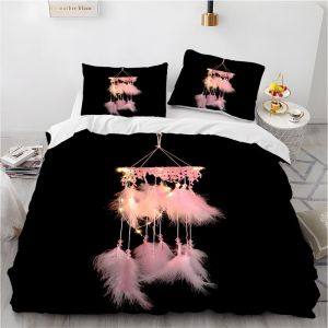 phonxia Parure de Lit 160x200 Attrape-R&ecirc;Ves Noir Housse de Couette 160x200 2 Personnes avec Fermeture &Eacute;clair Sets de Housse Couette Respirant Microfibre + 2 Taie Oreiller 65x65&hellip; (Cqian, neuf)