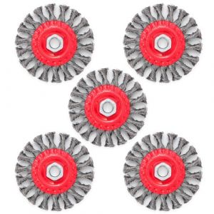 Idong 5 Pi&egrave;ces Brosse Metallique pour Meuleuse D'angle, Brosse M&eacute;tallique Perceuse de 100mm &agrave; N&oelig;ud Torsad&eacute; avec Filetage M14, Accessoire Meuleuse pour Nettoyer, D&eacute;rouillage, Polissage (Idong, neuf)