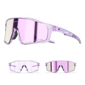 KAPVOE Lunette de Cyclisme Photochromique Homme Femme Tr90 Cadre Lunette Vélo VTT Protection UV400 Lunette de Soleil Pour Vélo Pêche Course Conduite Pêche Ski La couleur violette 08 (kapvoe, neuf)