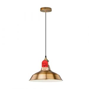 LEDSone Plafonnier à tête unique E27 - Base en métal - Hauteur réglable - Suspension industrielle pour chambre à coucher, salon, cuisine, restaurant (Laiton Jaune) (LEDSONE, neuf)