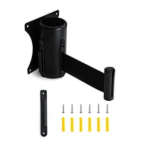 QWORK&reg; Barri&egrave;re de File d'attente, Ruban de Barriere Retractable, syst&egrave;me de freinage s&eacute;curis&eacute; et r&eacute;tractable de 3m, Noir (shavinglikes, neuf)