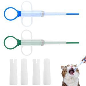 Fonyiunce 2 Pi&egrave;ces Lance Pilule Chat, Seringue pour Animaux De Compagnie, R&eacute;utilisable Coupe-Pilule pour Chat, Facile &agrave; Utiliser, Pet Pill Dispenser, pour Chats Chiens (Pal Global Merchants, neuf)