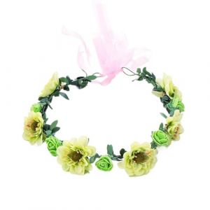 Couronne de Fleurs Couronne de fleurs, bandeaux, accessoires mariage, couronne florale for fille, guirlande roses, diad&egrave;me mari&eacute;e(Green) (huxiaohong666, neuf)
