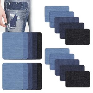 20 pièces Denim Jeans Patchs à Repasser, Patch Thermocollant Vetement, Coton patchs de réparation,Qualité Denim Patch en Tissu Pour Décoration Réparation Jeans,vestes,Bricolage,Sac à main (SENXING UOH LTD, neuf)