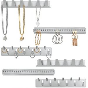 BELLE VOUS (Lot de 3 Porte Bijoux en Metal - Crochet Mural Adhesif et Patère - Rangement Bijoux Mural à Suspendre - Porte Colliers, Bagues, Bracelets & Boucles d’Oreilles (6 Pack) (Tinyyo Europe, neuf)