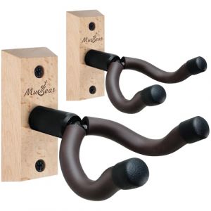 Musbeat Support mural Guitare, Support Guitare mural, Accroche Guitare mural, Crochet de Guitare pour Guitare Acoustique, Electrique, Support mural pour Guitare en bois dur de hêtre, lot de 2 (Musbeat Store, neuf)