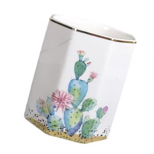 DECORNIJIA 1 Pièce tasse de stockage de cactus makeup brush holder caisson dressing trousse kawaii plumier récipient en céramique etui penien ameublement de la maison porte-stylo en céramique (ZhiLight, neuf)
