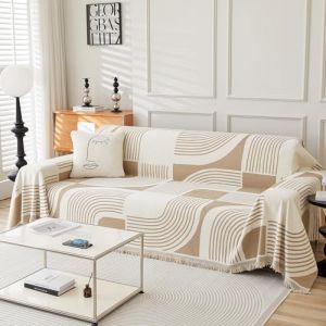 WEYOND Housse de Canap&eacute; Boh&egrave;me en Chenille, Protege Canape Couvre Canap&eacute; Lavable, Plaid Canap&eacute; de Protection pour Canap&eacute; d&rsquo;Angle, 1/2/3/4 Places (180 x 300 cm, Kaki) (Weyond US, neuf)