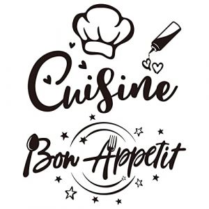 2Sets Stickers Muraux Autocollant Texte Française Cuisine et Bon Appetit Citation Restaurant Salle à Manger Décoration Home Décalque Wall Sticker DIY Peinture Chambre Salon (SaEnkeji, neuf)