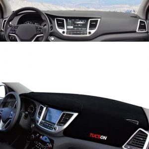 MOOWI Voiture Couverture de Tableau de Bord Tapis en Flanelle pour Hyundai Tucson 2015 2016 2017 2018, Housse Protection Instrument Console Centrale avec Support Antidérapant,Black (GaojiaN, neuf)