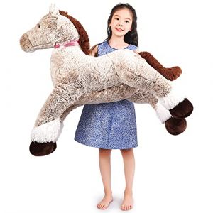 SNOWOLF Jouet en Peluche Géant Cheval Grand Animal en Peluche Jouet Poney Licorne Poupée en Peluche Cadeaux pour Enfants, Saint Valentin, Noël (Marron, 120cm) (SNOWOLF Store, neuf)