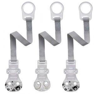 nip Lot de 3 attache-tétines avec anneau - Unisexe - Motif ours gris - Fabriqué en Allemagne - Fermeture confortable pour toutes les tétines avec et sans anneau, anneau de fixation en silicone (babywaren24, neuf)