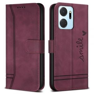 Bravoday Coque pour Honor X7a / Honor X7a, Etui Cuir avec Magnetique, Flip Pochette Housse pour Honor X7a / Honor X7a, Vin Rouge (Bravoday, neuf)
