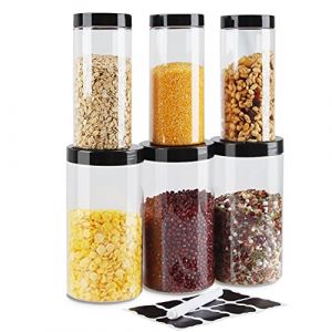 Aoligei Boite a Farine, 3PCS 1000ml & 3PCS 500ml Boite Hermetique Alimentaire, Rangement Plastique Cuisine, Ensemble de Pots de Stockage pour &Eacute;pice, Spaghetti, Caf&eacute;, C&eacute;r&eacute;ales (Pifei-Pipi, neuf)