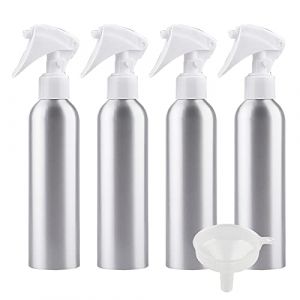 ZEOABSY 4 Pi&egrave;ces Flacon Spray Vide 250ml avec Vaporisateur Brumisateur Blanc, Bouteilles Pulv&eacute;risateur en Aluminium Vides pour Cosm&eacute;tique Cheveux Jardin + 1 Pi&egrave;ce Entonnoir (Zeoabsy, neuf)