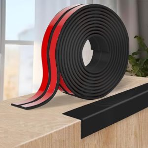 Protection Angle Mur Adhésif, Bandes Corniere en TPE, Plinthe Souple Épaisse en Forme de L Baguette Angle pour Murs, Portes, Cuisine, Fenêtres, Idéal pour Rénovations DIY (Noir, 2cm x 8M) (HengRongSh-EU, neuf)