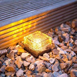Lampe de Jardin Solaire,KINGCOO Étanche Solaire Chemin Glace Cube Roches LED Brique En Verre Pierre Paveur Jardin In-sol Décoratif Lumière du Paysage pour Chemin Route Carré Cour (Blanc chaud) (KINGCOO-Direct, neuf)
