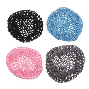 HONITANO 4 Pi&egrave;ces Filet &agrave; Cheveux Maille Crochet&eacute;e Respirante pour Femmes Bonnet de Nuit Rayonne pour Coiffures Tress&eacute;es Bonnet de Sommeil L&eacute;ger et &Eacute;lastique pour Maintien de Chignon Noir (LUWELI, neuf)