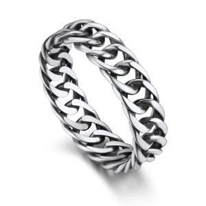 Bandmax Bague Gourmette Homme en Argent 925 Taille 64 Anneau Chaîne 5mm de Large (Bandmax Direct, neuf)
