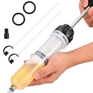 Veszoen Seringue a Huile 200ml Huile Aspiration Seringue, Pompe Vidange Huile Moteur avec 2 Tuyaux et Une Paire D'anneaux en Caoutchouc de Rechange pour Liquide de Frein et Huiles de Transmission (JIAHE08, neuf)