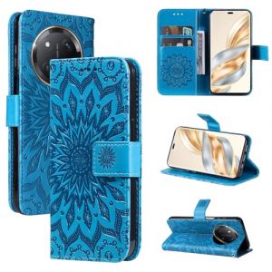 ZZHAO Coque pour Honor Magic 7 Lite/X9C/X60 Pro, PU Cuir Housse TPU Flip Portefeuille Etui avec Carte Fente & Stand Fonction & Motif Relief, Magn&eacute;tique Protection Case Cover, Bleu (mhhq, neuf)