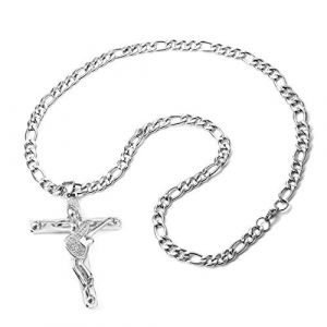 AFSTALR Johnny Hallyday - Pendentif Collier Chaîne Croix Johnny Guitare Rocker Métal Acier Inoxydable Argenté - Bijoux JH (AFSTALR, neuf)