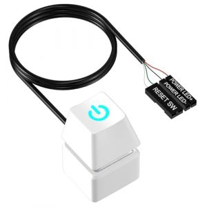Interrupteur Alimentation PC, Interrupteur Ordinateur de Bureau, Bouton Power PC Externe avec Lumière LED, Câble d'extension de 1,8 M (Blanc) (beadshuan, neuf)