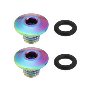 VGOL Lot de 2 vis de purge pour vélo avec joint torique TC4 en alliage de titane M5 x 10 mm compatibles avec Shimano XT SLX Zee Deore LX (coloré) (VGOL, neuf)