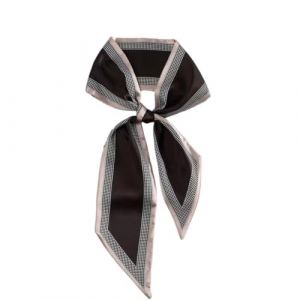 GIMIRO Écharpe en Satin, 148 x 13 cm, Motif Géométrique Damier, Double Couche, Polyester, Marron et Blanc (Plaid noir) (WOWGOOD, neuf)