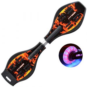Sumeber Planche &agrave; roulettes pour enfants Street Surfing Skateboard &agrave; torsion Double plateaux pour waveboard/planche &agrave; roulettes avec roues lumineuses pour enfants/adolescents (Flamme Orange) (Xin-M, neuf)