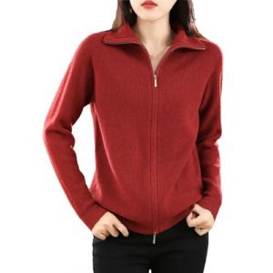 Alloaone Pull en Laine pour Femmes, Cardigan &Agrave; Double Fermeture &Eacute;clair, Revers Inf&eacute;rieur, Hauts Tricot&eacute;s D&eacute;contract&eacute;s (lucky star゛✡, neuf)