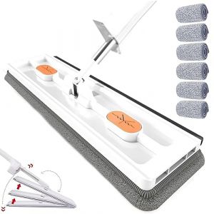 grand balai plat nouveau style,grand balai plat avec serpillière et manche en aluminium,2023 Large Flat Mop,360 Rotatable Adjustable Cleaning Mop,Wall Cleaning Mop With Long Handle,Hand Wash Free Mop (Lyoveu——Shipper, neuf)