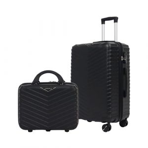 STRAVIA Valise Cabine Small 45 cm + Vanity 30 cm &ndash; Set Bagage &agrave; Main Avion &ndash; ABS l&eacute;gers et r&eacute;sistants Serrure &agrave; Code s&eacute;curis&eacute;e &ndash; 4 Roues Double Ultra fluides Black &ndash; 46 x 32 x 20 cm / 32 x 29 x 10 cm (ERVEL eu, neuf)