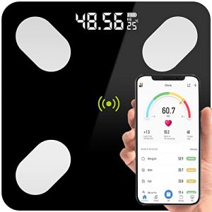Retoo Balance Pese, Bluetooth, Max. 180 kg, Balance Connect&eacute;e avec 17 Donn&eacute;es Corporelles IMC/graisse corporelle/masse osseuse/BMR/muscle/eau, Haute Pr&eacute;cision avec Affichage Lumineux, Noir (RETOO, neuf)