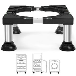 Duscdesp Socle pour lave-linge avec 4 pieds en acier solide, R&eacute;glable 40-65cm, socle pour mini r&eacute;frig&eacute;rateur Socle pour lave-linge s&eacute;choir lave-vaisselle, Noir (H&ouml;he 21-24 cm) (Duscdesp, neuf)