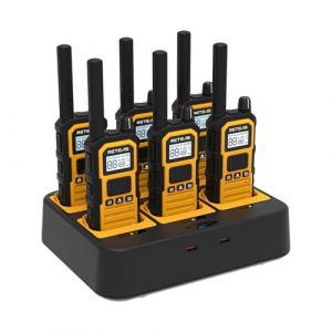 Retevis RB648 Plus Talkie Walkie Longue port&eacute;e, Talkie-Walkie &Eacute;tanche IP67 avec Chargeur 6 Voies, Appel de Groupe, 2000 mAh, Talkies Walkies avec &Eacute;cran LCD pour Chantier de Construction (6 Pi&egrave;ce) (RetevisDirect, neuf)