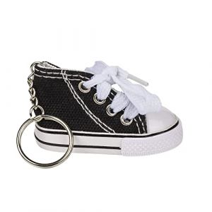 Porte-clé chaussure de sport noire, blanche, bleue, rouge ou rose - Basket, pendentif de voiture, sac à main (noir) (Mister Curiosities - Vendeur Français, neuf)
