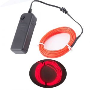 CAM2 5 m de fil lumineux n&eacute;on &agrave; piles - Haute luminosit&eacute; - Fil &eacute;lectroluminescent - Multicolore - Pour f&ecirc;te de No&euml;l - Int&eacute;rieur et ext&eacute;rieur - D&eacute;coration de mariage - Rouge (Mohicans, neuf)